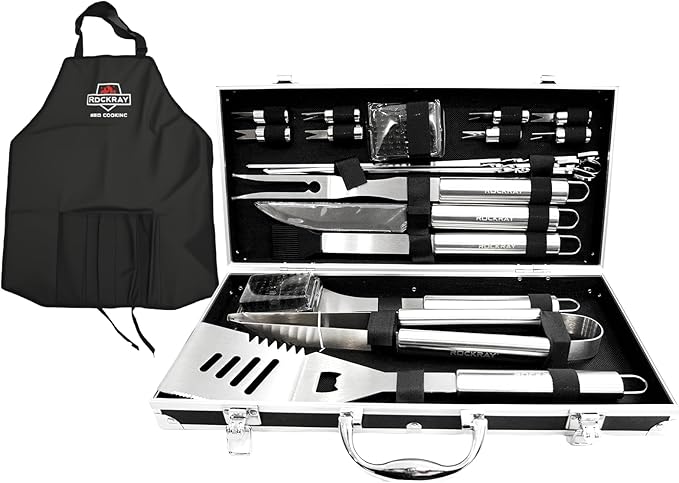 BBQ Grill Tools Set, 21-Piece Stainless Steel Grill Utensils with Aluminum Case, Heavy Duty Grilling Accessories, The BBQ Accessories Gift for Father's Day and Christmas