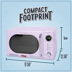 Nostalgia Retro Compact Countertop Microwave Oven - 0.7 Cu. Ft. - 700-Watts with LED Digital Display - Child Lock - Easy Clean Interior - Lavender
