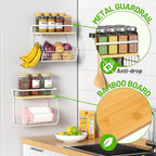 Ofiray-home Magnetic Shelf for Fridge with Wood Lid, Fruit Potato and Onion Storage Bins, Pantry Organizers & Storage, Large Container Magnetic Spice Rack for Refrigerator, Kitchen Counter (White, 1)