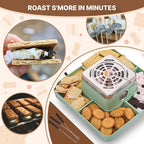 Electric Smores Maker - Indoor Smores Kit with 4 Detachable Trays, 4 Stainless Steel Forks - Flameless Smores Maker Tabletop Indoor Kit (Green)
