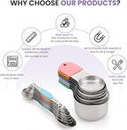 Magnetic Measuring Cups and Spoons Set-Heavy Duty 304 Stainless Steel，Double Measurement Markings，Set of 16 with Leveler for Measure Dry and Liquid Ingredients