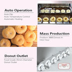 Kolice Commercial 2600pcs/hour Mini 6 Rows Donuts Machine, Doughnut Maker, Frying Donuts Maker, Mini Donut Maker, Street Food Snack Food Equipment