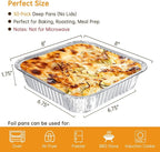 Aluminum Pans 8x8-50 Pack Disposable Baking Pans, 8 Inch Square Tin Foil Pans, Aluminum Roasting Trays for Holiday Cooking, Heating and Baking, Christmas, Parties Meal Prep & Storage