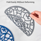 SMARTAKE 6 Set Silicone Trivets, Multi-Use Carved Trivet, Insulated Non-Slip Durable Kitchen Mat, Flexible Modern Kitchen Table Mat, for Hot Dishes, Pots, Dining Countertop, Grey