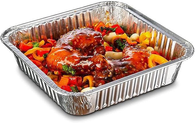 Waytiffer 25pack- 8 x 8 Aluminum foil Pans Disposable Heavy Duty Square baking Cake Pan, Cooking Tins Homemade Breads Oven Pans,Foil Pan, Baking pan Roasting