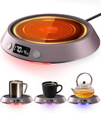 Kepwam Coffee Mug Warmer - 50W Electric Coffee Warmer for Desk 3 Temp Settings & 2-9 Timer Smart Cup Warmer for Desk Candle Warmer Plate with LED Lights Beverage Tea Milk Warmer for Home & Office
