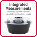 GoodCook 4-Cup Meal Prep Bowls Set with Lids and Dressing Cup,Microwavable Food Storage Containers for Meal Prepping,Set of 10,Black,(Pack of 4)