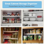 4 Pack Kitchen Cabinet Shelves Organizers, Kitchen Counter Storage Shelf Spice Rack, Expandable Length, Adjustable Height, Stackable, Sturdy 30LBS Bearing, Small Cupboard Tabletop Organizer Shelf Rack