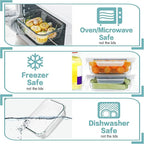 HOMBERKING 30oz 8 Pack Glass Meal Prep Containers with Lids, Food Storage Airtight Bento Boxes with Leak Proof Locking for Microwave, Oven, Freezer and Dishwasher (8 lids & 8 Containers)