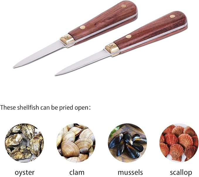 Oyster Shucking Knife,Oyster Knife,SPEENSUN Full Tang Not Easy to Break And Bend,More Secure with Oyster Shucking Glove ( 2Knife And 1Glove M )