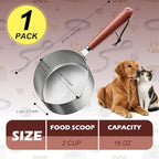 2 Cup Dog Food Scoop 304 Stainless Steel Dog Food Measuring Cups Metal Pet Scooper with Inner Precision Scale Measurement for Dogs, Cats, Birds & Rabbits