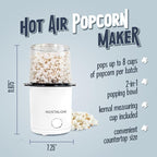 Nostalgia 8-Cup Hot Air Popcorn Maker & Bowl - 2-In-1 Bowl & Lid, 2 oz Measuring Cup - Oil-Free Pop Corn for Movie Night, Snacks, Birthday Parties, and More - White