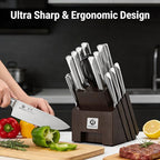 imarku Knife Set, 16 PCS High Carbon Japanese Stainless Steel Knife Sets for Kitchen with Block, Ultra Sharp Kitchen Knife Set with Sharpener Chef Knife Sets, Dishwasher Safe, Best Gifts