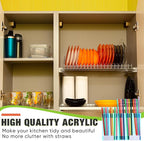 Qinyoung Acrylic Straw Holder for Cabinet Door with Double Sided Adhesive Tape Reusable Straw Organizer Tumbler Storage Kitchen Accessories Container for Counter Cupboard(Classic,Large,Iridescent)