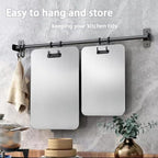 100% Pure Titanium Cutting Board Set of 3, Double-Sided Pure Cut Titanium Cutting Boards for Kitchen Dishwasher Safe, Food-Grade Metal Meat Chopping Board Mat for Home & Outdoor Camping (M+L+XL)