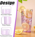 Liacere Plastic Drinking Glasses (Set of 12) 18 oz Highball Purple Reusable Plastic Glasses Colors，Kitchen Water Glasses Cup, Bar Tumbler Glassware Set for Juice, Cocktail, Whiskey, Valentine’s Day