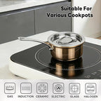 Macevia Mini Sauce Pan with Lid, Stainless Steel Butter Warmer Small Pot, For All Stoves Multipurpose Use for Home Kitchen or Restaurant (10.8oz/320ml) - Rose Gold