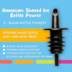 Hawaiian Shaved Ice Syrup Precise Control Bottle Pourers, Professional Pour Spouts for Snow Cone & Drink Flavors (3-Pack)