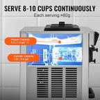 VEVOR Commercial Ice Cream Machine, 18-28 L/H Yield, 1850W 3-Flavor Countertop Soft Serve Ice Cream Maker, 2 x 5.5L Stainless Steel Cylinder, LED Panel Auto Clean Pre-cooling, for Restaurant Bars