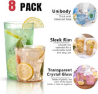 Liacere Colorful Drinking Glasses Set of 8-17oz Highball Plastic Glasses&14oz Cocktail Plastic Glasses Set, Kitchen Water Glasses Cup, Bar Tumbler Glassware Set for Beer,Juice,Cocktail,Whiskey,Milk