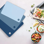 Tovolo Flexible Cutting Board Set of 3 Small Medium Large Nylon Chopping Mats for Meal Prep Cut Slice Dicing Fruits Veggies & Meat, Easy Clean Dishwasher Safe Kitchen Cutting Mats, Assorted Blues
