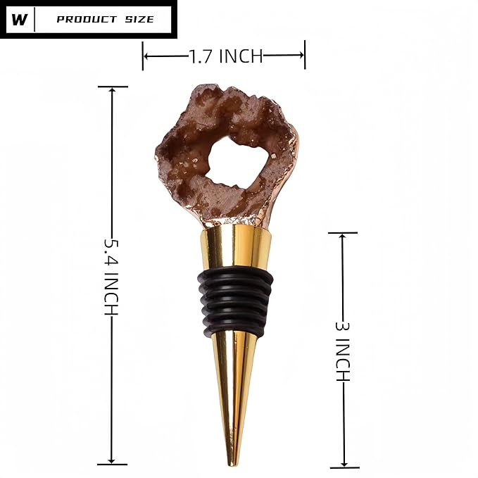 Decorative Wine Stopper Set of 2,Cool Wine Bottle Stoppers for Glass Bottles,Crystal Bottle Stopper Fits Standard Bottles,Fancy Decors Wine Tools (Brown Crystal)