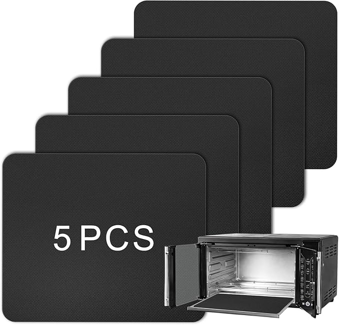5 Pcs Reusable Air Fryer Crumb Tray Liners Compatible with Gourmia GTF7460 Toaster Oven Air Fryer Combo, Heat Resistant Nonstick Teflon Drip Pan Liners for Gourmia Accessories