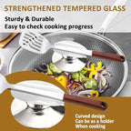 Tempered Glass Lid for Replacement, Clear Cover for Pans and Pots, 8, 9.5, 10.5, 11, 12, 12.5 Inch Lids for Cookware Cooking, Frying Pans, Skillets, Dutch Oven, Sauce Pan (8 In)