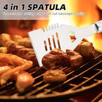 Grilling Accessories - BBQ Accessories 4pc Heavy Duty Grill Accessories Barbecue Grilling Tools Utensils Set with Spatula, Fork, Brush, Tongs Kit Ideal Gift for Father Men Husband Birthday