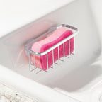 iDesign Stainless Steel Suction Sponge Holder, Kitchen Sink Sponge Caddy Organizer, 2-Pack, Polished