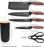 Black Knife Set, 6 Pieces Professional Kitchen Knife Set with Universal Knife Block, Super Sharp Knife Block Set with Ergonomic Handle Non-stick Stainless Steel Knife Block Set (Black)