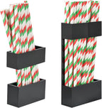 2 PACK Acrylic Straw Holder for Cabinet Doors, Reusable Straw Organizer with Ultra-Sticky Adhesive, Small Kitchen Accessories Container, Fits Both Short & Long Straws(Black)