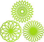 ME.FAN Silicone Trivet Mat - Kitchen Hot Pads for Pots & Dish - Insulated Teapot Trivet - Flexible, Durable, Non-Slip Large Coasters 3 Set Grass Green