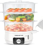 Electric Food Steamer for Cooking, 13.7QT Vegetable Steamer with 3 Tiers BPA-Free Baskets, 800W Fast Simultaneous Cooking, 60-Minute Timer, Ideal for Veggies Seafood Rice