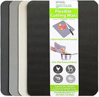 Simply Genius Rectangular Cutting Board Set - Color-Coded Cutting Mats for Kitchen - Dishwasher-Safe Plastic Chopping Board - Pack of 4, 8 x 11 in, Light Gray