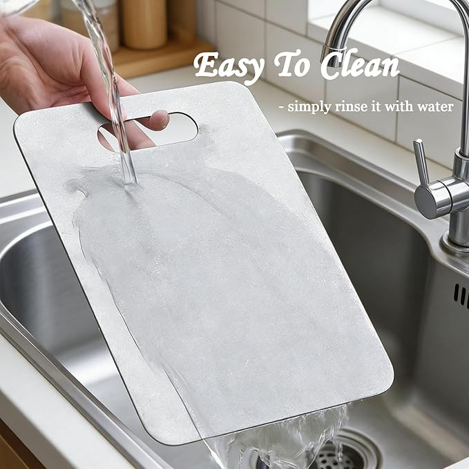 100% Pure Titanium Cutting Board, Double-Sided Titanium Cutting Boards for Kitchen Dishwasher Safe, Camping Metal Charcuterie Chopping Board Mat for Meat, Fruit & Cheese (M, 9.6”×6.1”)