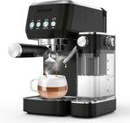 MAttinata Cappuccino Machine 20 Bar, Professional Espresso Machines for Home and Office with Automatic Milk Frothering System, Barista Compact Latte Maker for Coffee Lovers, Stainless Steel-Black