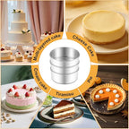 E-far 5 Inch Cake Pan Set of 3, Stainless Steel Small Round Baking Pans Tins for Layer Smash Birthday Cakes, Dishwasher & Oven Safe, Healthy & Non-toxic, Leak Proof & Mirror Polished