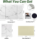 Large Stone Drying Mat for Kitchen Counter, 24"x16" Collapsible Quick Dry Dish Drying Mat, Water-Absorbent Marble Diatomaceous Earth Mats for Bottles Cups Dishes, Match Any Countertop