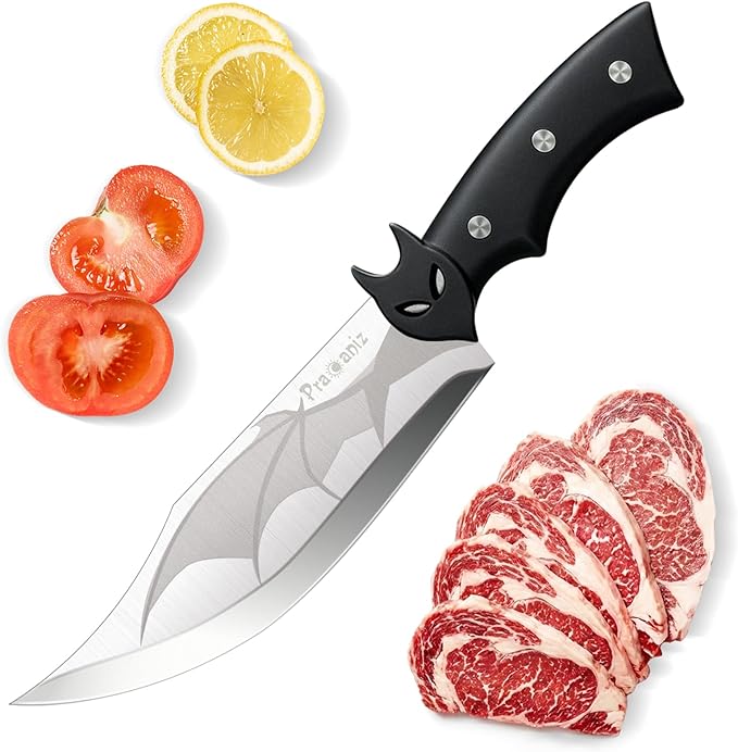 Pracaniz Bat Design Kitchen Knife - Unique Gothic Themed Cutlery, Stainless Steel Blade with Decorative Handle for Cooking and Collecting