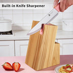 XANAPON 14-Piece Kitchen Knife Set with Block, High Carbon Stainless Steel Sharp Chef Knives with Built-in Sharpener, Ergonomic Handles, Professional Cutlery for Home Cooking & Gifts, Pink