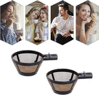 Reusable Single Serve Brew Coffee Basket Scoop,Gold Coffee Filters Replacement Compatible with Hamilton Beach 2-Way Coffee Makers 49980A, 49980Z, 47650, 49933 Accessories,Pack of 2