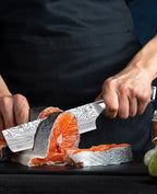 MOSFiATA 7” Nakiri Chef's Knife with Finger Guard, German High Carbon Stainless Steel EN1.4116 Vegetable Knife, Multipurpose Kitchen Knife with Micarta Handle in Gift Box