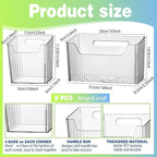 8 Pcs Storage Organizer Bins Wall Mounted Organizer Basket Plastic Cabinet Door Bins Stackable Hanging Baskets for Organizing for Wall Refrigerator Kitchen Bathroom Pantry(3.94'',Clear)