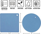 Walfos Silicone Trivet Mats - 4 Heat Resistant Pot Holders, Multipurpose Non-Slip Hot Pads for Kitchen Potholders, Hot Dishers, Jar Opener, Spoon Holder, Food Grade Silicone & BPA Free (Nordic Blue)
