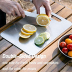 100% Pure Titanium Cutting Board Set of 3, Double-Sided Titanium Cutting Boards for Kitchen Dishwasher Safe, Food-Grade Metal Chopping Board Mat for Fruit, Meat & Outdoor BBQ Party (S+M+L)