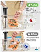 Syntus Vacuum Sealer Bags for Food, 60 Pcs (S+M+L) 8" x 10" and 10" x 13.8" and 11.8" x 13.8" Food Storage Bags for Sous Vide Cooking Microwave Heating, Air Valve Zipper Bags