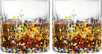 Large Confetti DOF Glasses – Set of 2-11oz Luxury Hand Blown Confetti Whiskey, Margarita, Martini, Cocktails, Water, Wine, Dessert & Champagne Glasses Cinco de Mayo, Hand Blown - Mexican Water Glass