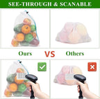 8 Reusable Blue Mesh Produce Bags - Large (12"x17") Washable See-Through Mesh for Fruit, Veg, Toy Storage