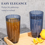 Acrylic Mixed Colors Highball Cups | Plastic Reusable Tumblers | 20oz (Set of 6) | Stackable | BPA-free Tumblers | Shatterproof | Top-rack Dishwasher Safe